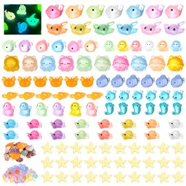 267 Pcs Mini Ocean Resin Animals, 125 Style Glow in The Dark Mini Sea Resin Figures Tiny Figures Miniature Plastic Animals Aquarium Ornaments Decorations for Fairy Garden Dollhouse Accessories