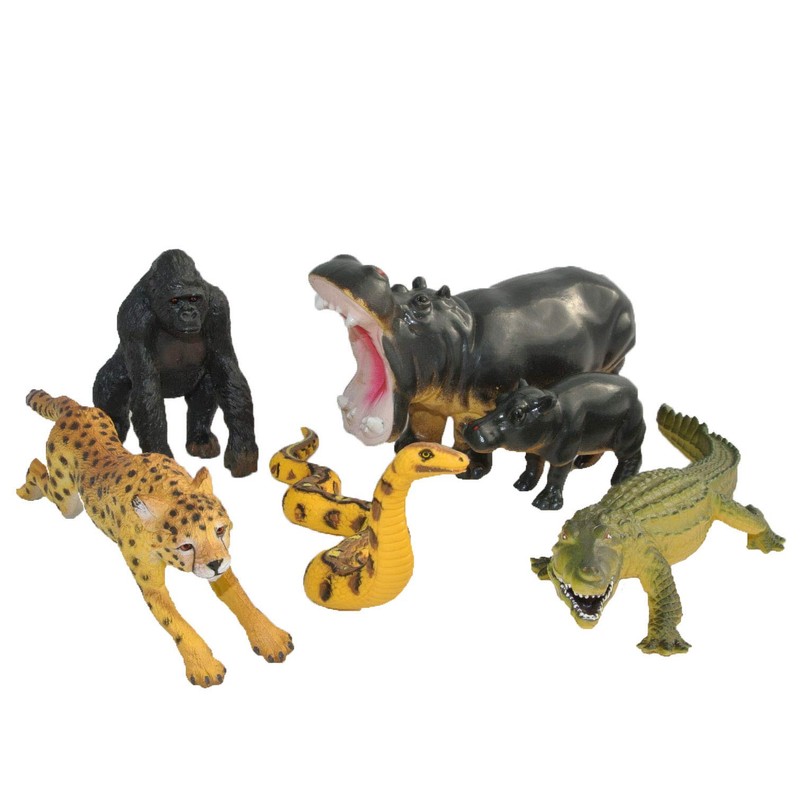 Lello & Monkey Safari Animal Toy Figures - Solid plastic