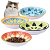 BOSILI Ceramic Cat Food Plate Set of 4 Porcelain Cat