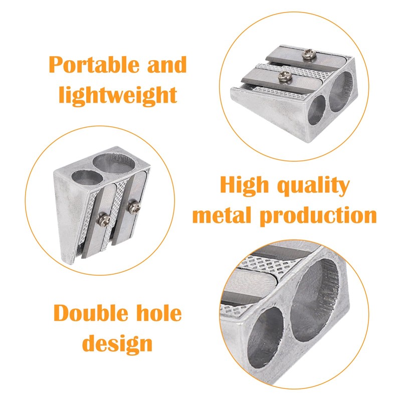 6 Pack Pencil Sharpeners, Metal Pencil Sharpeners with 2 Holes,