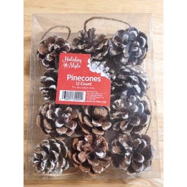 Old East Main Co Holiday Style 12 Count Frosted Tip Pinecones with Hanger