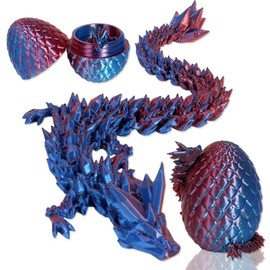 STUYKDIA 3D Dragon in Egg Articulated Dragon 3D Crystal Dragon Egg 3D Dragon Egg Fidget Toy Dragon Home Office Decor Executive Desk Toys（Laser Blue）