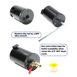 Unifizz Oil Catch Can with Drain Valve,2 Port Air Oil Separator Kit Catch Can Kit,Universal Oil Catch Tank Kit,Fit for Most Cars