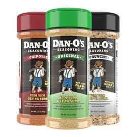 Dan-O's 3 Bottle Seasoning Set, Small Bottles, 3 Pack, Includes Original, Crunchy and Chipotle Seasonings, Sugar Free, Zero Calorie, Use this Seasoning Kit to Craft a Marinade, Dry Rub or Sauce