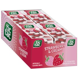 Tic Tac Strawberry & Cream Flavored Mints, Bulk 12 Pack, On-The-Go Refreshment, 1 oz Each