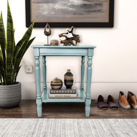 Decor Therapy Simplify Wood Accent Storage Shelf End Table, Traditional Style, Ice Blue - (24 x 19.5 x 15.75")