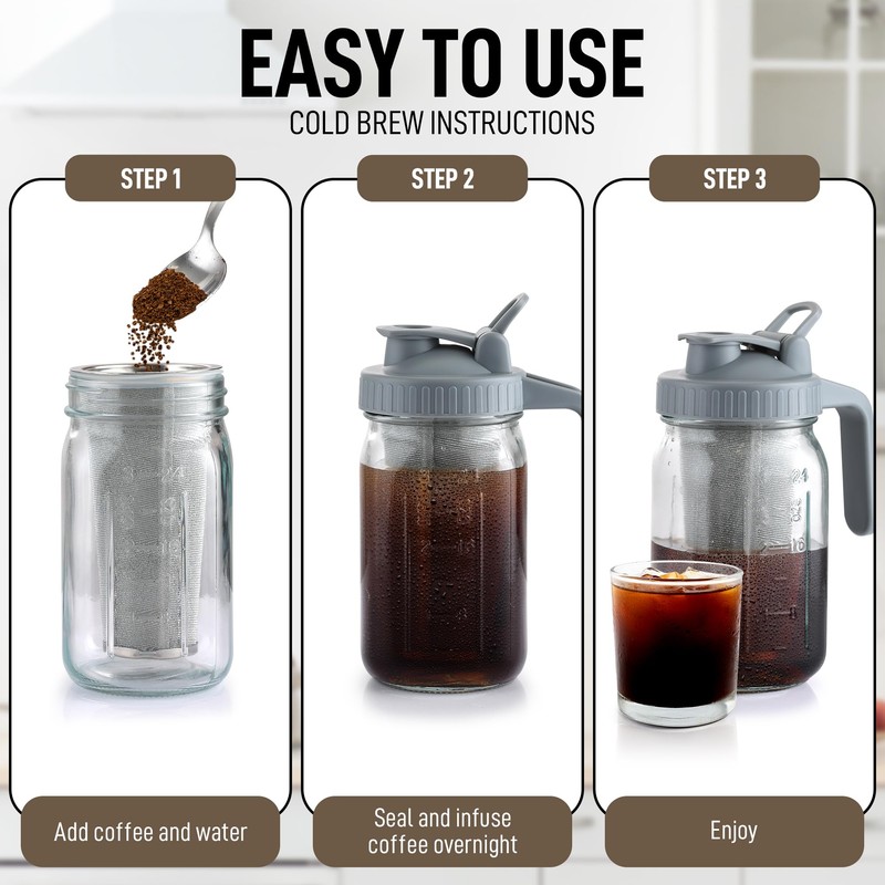 Zulay Premium Cold Brew Coffee Maker - 32oz Mason Jar