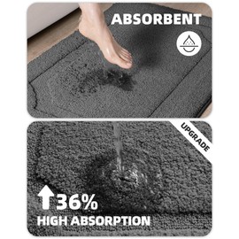 COLOR&GEOMETRY Bath Mat Bath Mat Non-Slip Washable 44 x 76 cm Absorbent Bath Mat Soft Bathroom Rug Bath Mat Grey for Bathroom, Shower, Bathtub, Laundry Room