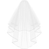 METEMEI White Double Ribbon Edge Center Cascade Bridal Wedding Veil