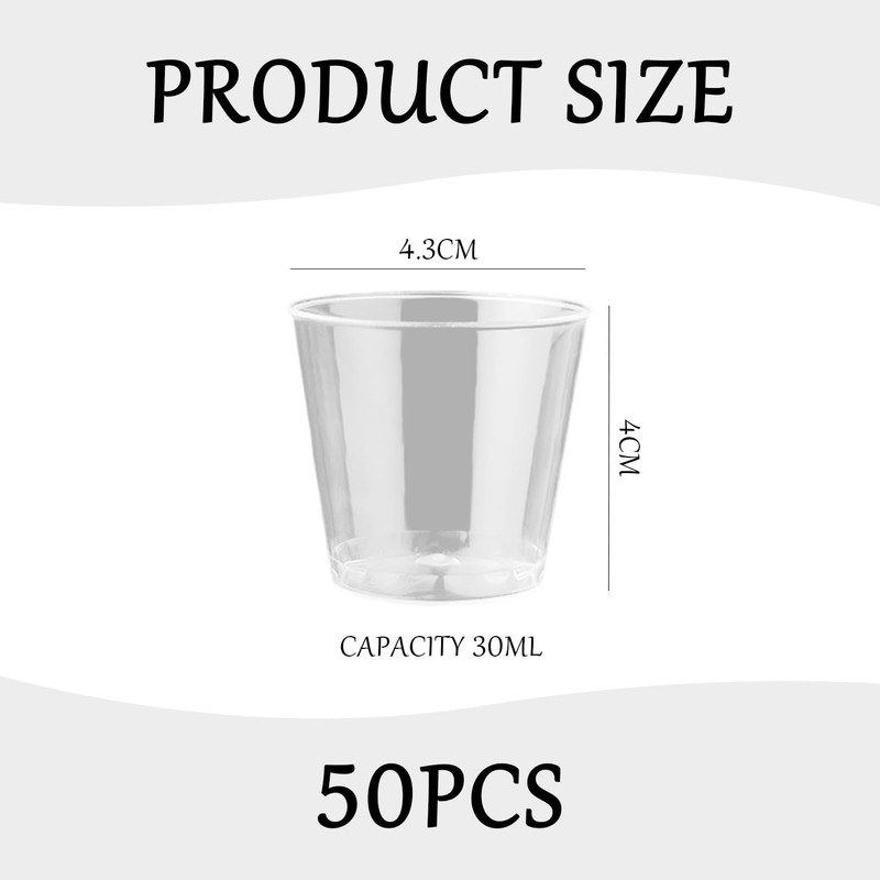 50-Piece Tasting Cups, Mini Shot Glasses, Plastic Cups, Party Supplies,