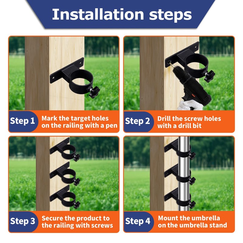 VANROUG Parasol Clamp Bracket, Patio Umbrella Holder, Outdoor Clamp Bracket