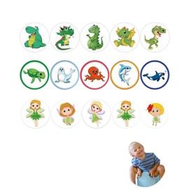 JUKOTA Potty Training Stickers, Animal Potty Training Stickers, Potty Training, Car Sticker, Potty Training, for Boys and Girls, Reusable Stickers with Patterns Car Animal, Pack of 15