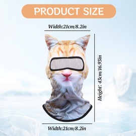 QUIATE 2Pcs Orange 3D Printed Cat Rave Masks, Cat Ski Shiesty Mask with Ears, Balaclava Face Sheisty Mask for Skiing & Outdoor Activities
