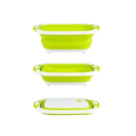 XJS Kitchen Chopping Blocks Tool Multifunctional Foldable Cutting Board Kitchen Silicone Cutting Boards Vegetable Fruit Washing Basket (green)