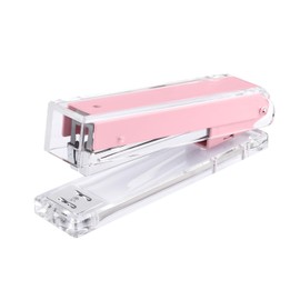 MSDADA Stapler, Desktop Stapler, Office Stapler, Transparent Acrylic Easy-Press Stapler, Ergonomic Design, Modern Desk Accessories for Home, Office or School (Rose)