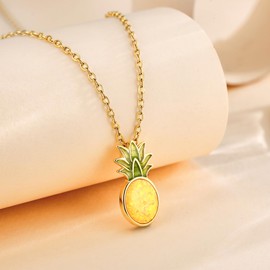 DAYLINLOVE Pineapple Necklace 925 Sterling Silver Pineapple Opal Pendant Jewellery Gift For Women