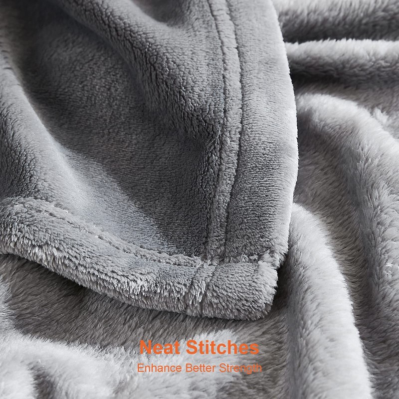EHEYCIGA Fleece Blanket Grey Throws for Sofas Fluffy Warm Soft