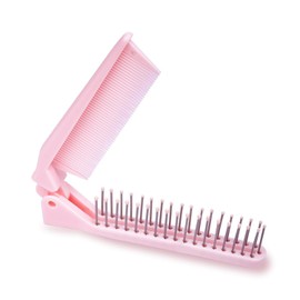 RHOS RHOS Portable Travel Mini Hair Brush - Compact Foldable Double-Headed Detangling Comb for Purse, Bags - Pocket-Size for Women and Girls (Pink)