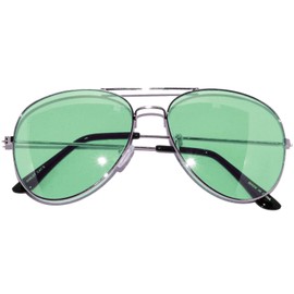 OWL Fashion Aviator Classic Sunglasses Silver Frame Green Tinted Lens Womens Mens