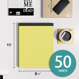 MSKKSM Legal Pads 8.5 x 11, 3 Pack Yellow Note Pads 8.5 x 11 Writing Pads(50 Sheets/Pad), Wide Ruled Legal Notepads, Lined Pads of Paper Yellow Paper Pads, for School, Home, Office, Business