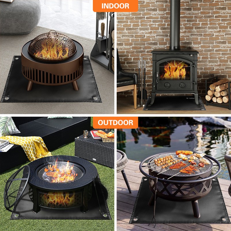 TOMSHOO Under Grill Mat Fire Pit Deck Patio Ember Mat