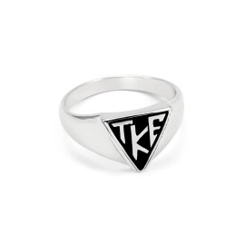 Tau Kappa Epsilon sterling silver houseplate ring in black enamel