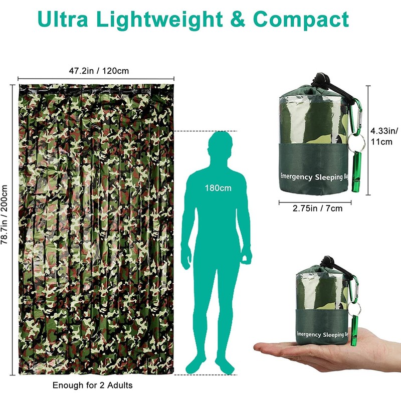 EEEKit Survival Bag, 2 Pieces Lightweight Emergency Sleeping Bag Equipment,
