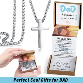 THEMEROL Gifts for Dad Father's Day Gifts From Daughter Fathers Gifts Cool Birthday Gifts for Dad Who Wants Nothing Best Dad Ever Cross Necklace for Men Chain Necklace Valentines Easter Christmas