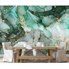 Toolhom Green Marble Wallpaper Abstract Fabric Wall Mural for Living