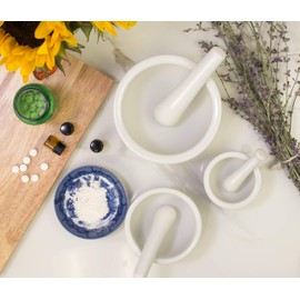HIC Kitchen Mortar and Pestle Set, Fine-White Porcelain, Set of 3