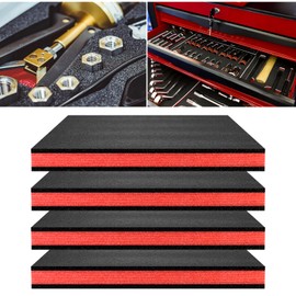 4 pcs Tool Box Foam 17.3x12x1.8 inch Tool Foam Inserts for Cases Foam Sheets Box Foam Organizer for Toolbox Cabinet Chest Drawer Storage Craft