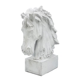 Galt International 18" Horsehead Resin Wood-Look Tabletop Sculpture Mantle Entryway Table Foyer Home Decor Statue (White)