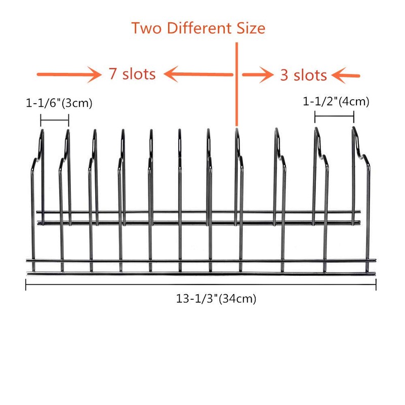 SANNO ディッシュラック フライパンスタント 鍋蓋収納 キッチン収納ラック 水切りラック ステンレス製 二つ入れ 間隔幅4㎝X3幅３㎝X7