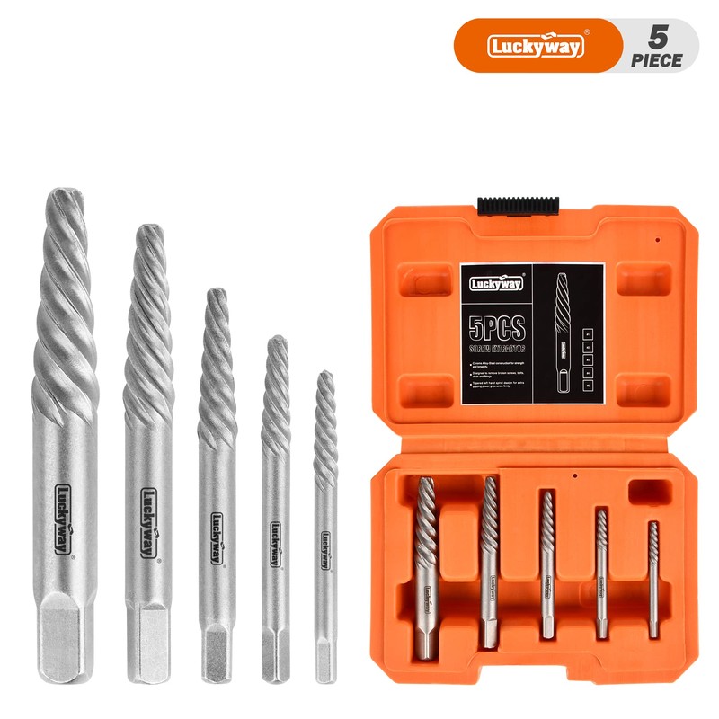 Luckyway 5-Piece Damaged Screw Extractor Set Damaged & Stripped Screw