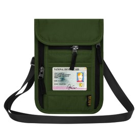 HOTEMIA Neck Wallet for Travel,Passport Holder Neck Pouch for Men Women with Adjustable Neck Strap and RFID Blocking (Green)