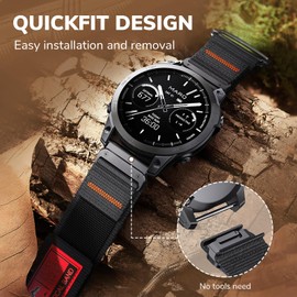 Nylon Quickfit 26mm Watch Bands Compatible with Fenix 6X Pro Band,Nylon Velcro Sport Band for Fenix 7x pro sapphire solar/Fenix 7X/Fenix 6X/Fenix 5X/Fenix 5X Plus/Fenix 8 51mm Smartwatches
