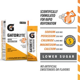 Gatorlyte Powder Orange, 16.9oz (Pack of 6)