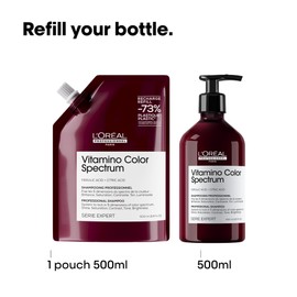 L'Oréal Professionnel Shampoo for Colour Brilliance with Glass Hair Effect for Coloured Hair, with Ferula & Citric Acid, Vegan, Expert Series, Vitamino Colour Spectrum Shampoo, 500 ml Refill Pack