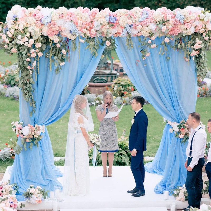 Wokceer Wedding Arch Draping Fabric 28.7" x 20FT Dusty Blue