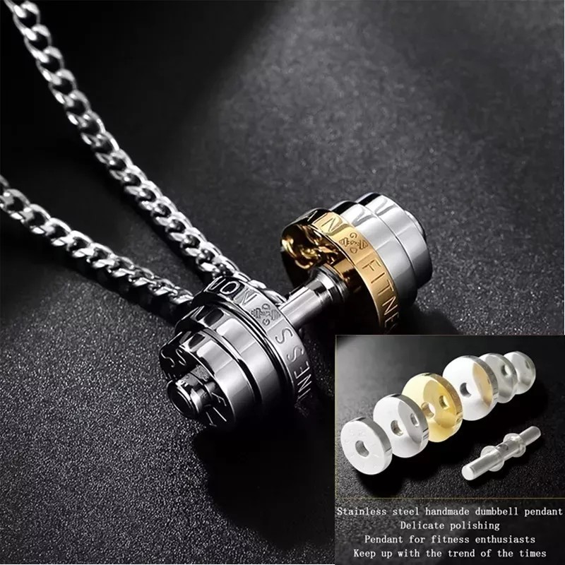 Jextech Collar Con Colgante De Mancuerna Acero Inoxidable Gym Fit