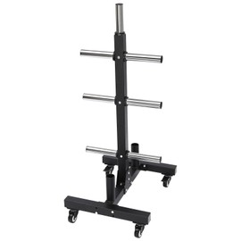 Olympic Weight Rack Plate Tree 1102.3lbs Strong Load-bearing Weight Plate Rack Tree, Q235 Steel Vertical Storage Tree with 2 Bar Holders and 4 Universal Wheels, Practical Gift