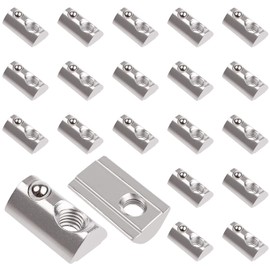 Yeepeo Pack of 20 T-Slot Nuts with Ball Nut 8, 30 Series T-Slot Nut M6 Thread with Centring Bridge, Carbon Steel Sliding Nut with Spring Ball, T Slot Stones Set for Aluminium Profile Extrusion Slot