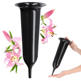 Kadax Plastic cemetery vase, weatherproof, frost-proof flower vase with spike, weather-resistant grave ornament
