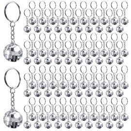 Henoyso 48 Pcs Mirror Disco Ball Keychain Mini 70s Disco Keychain Bulk Small Silver Disco Ball Decoration for 1970s Party Favors Decorations Mardi Gras Supplies Birthday Accessories