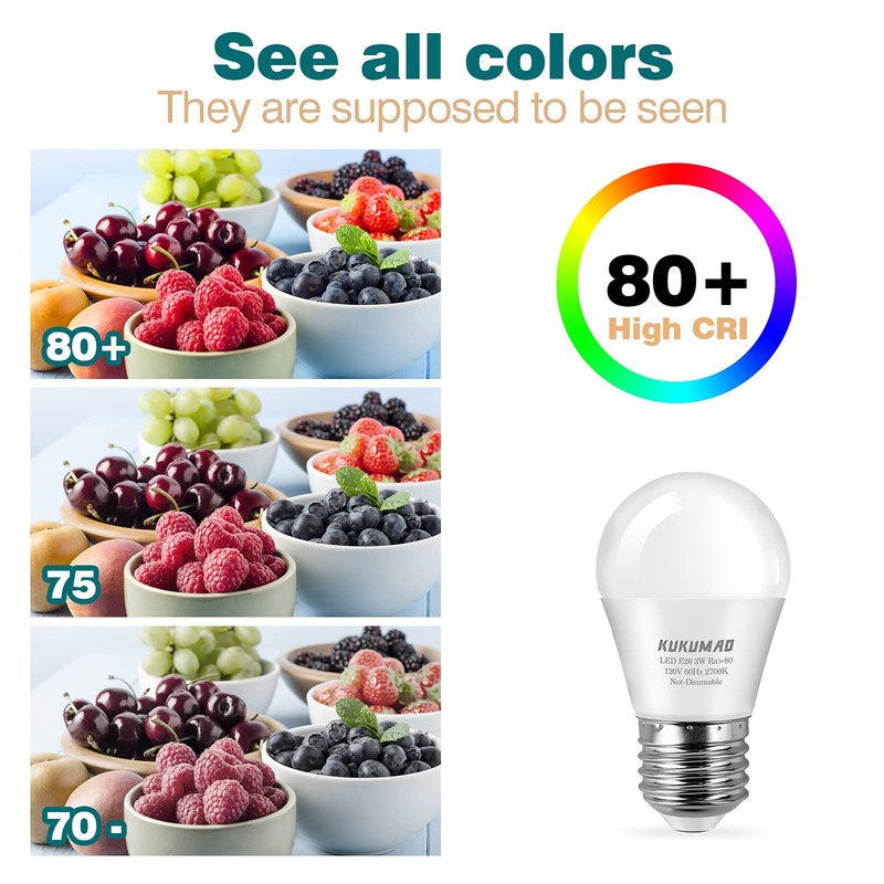 KUKUMAO LED Bulb 3W 25 Watt Equivalent, Night Stand Bulb
