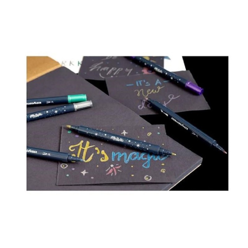 Eberhard Faber 558406 Metallic Marker, 6 Felt Tip Pens Thick