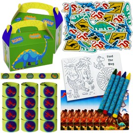 Tigerdoe Dinosaur Party Favor Set – Dragon Birthday Party Decorations - Dino Party Supplies – Dragon Party Favor Boxes - Coloring Books, Crayons, Slap Bracelets, tattoos