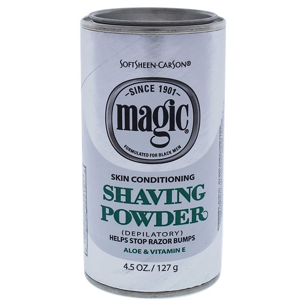 Softsheen-Carson Magic Razorless Shaving for Men, Magic Skin Conditioning Shaving Powder, with Vitamin E and Aloe, formulated for Black Men, Depilatory, Helps Stop Razor Bumps, 4.5 oz