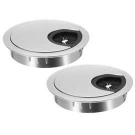 PATIKIL Cable Hole Cover, 2pcs 2.36inch/60mm Desk Wire Cord Cable Grommets Hole Cover for Office PC Desk Cable Organizer, Silver