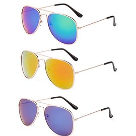 Newbee Fashion - Classic Aviator Sunglasses Flash Full Mirror lenses Metal Frame for Men Women UV Protection